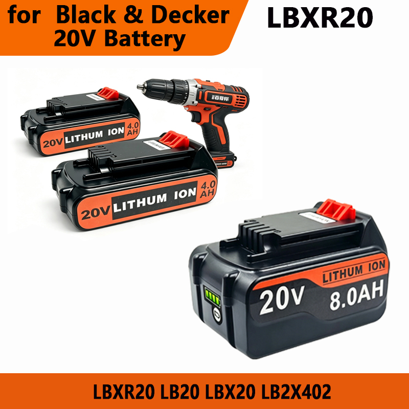 Black+Decker Tool Cordless - 3/4/6/8Ah 長時間使用可能 BL2018 リチウム交換バッテリー ブラック＆デッカー LB20