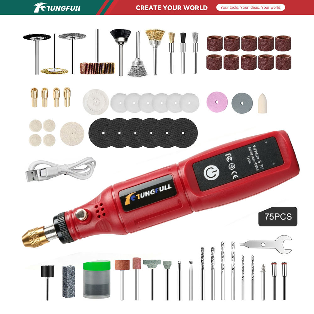 Power Tools Aeg - TUNGFULL 3.7V コードレスロータリーツール USB 充電式ミニ彫刻ペンシングルスピード電気ドリルジュエリークラフト研磨用