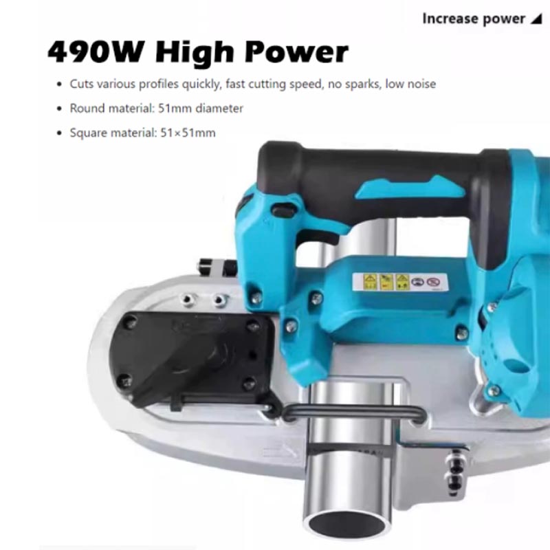 Power Tools Hand Held - 490Wポータブルブラシレスバンドソー、ワイヤレスパワーソー、リチウム電池式ハンドヘルド金属・木材切断工具、18Vコードレス切断機