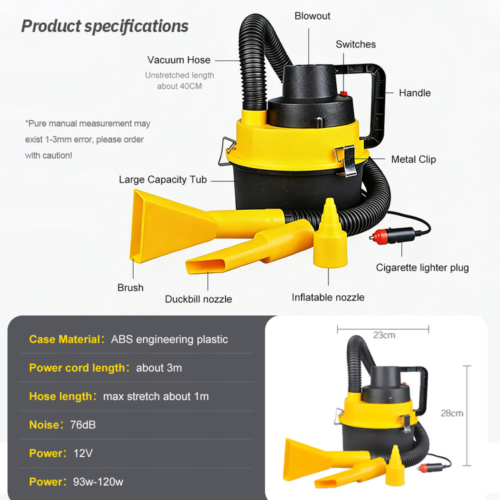 12V ポータブルキャニスター型車載掃除機 電動ミニハンドヘ - Power Tools Vacuum のレビューと価格