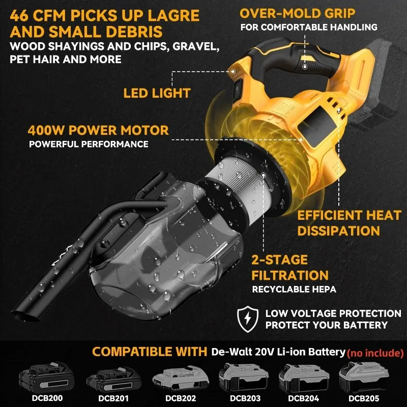 強力なモーターを備えたハンドヘルド電気掃除機、フロアカーペッ - Power Tools Vacuum のレビューと価格